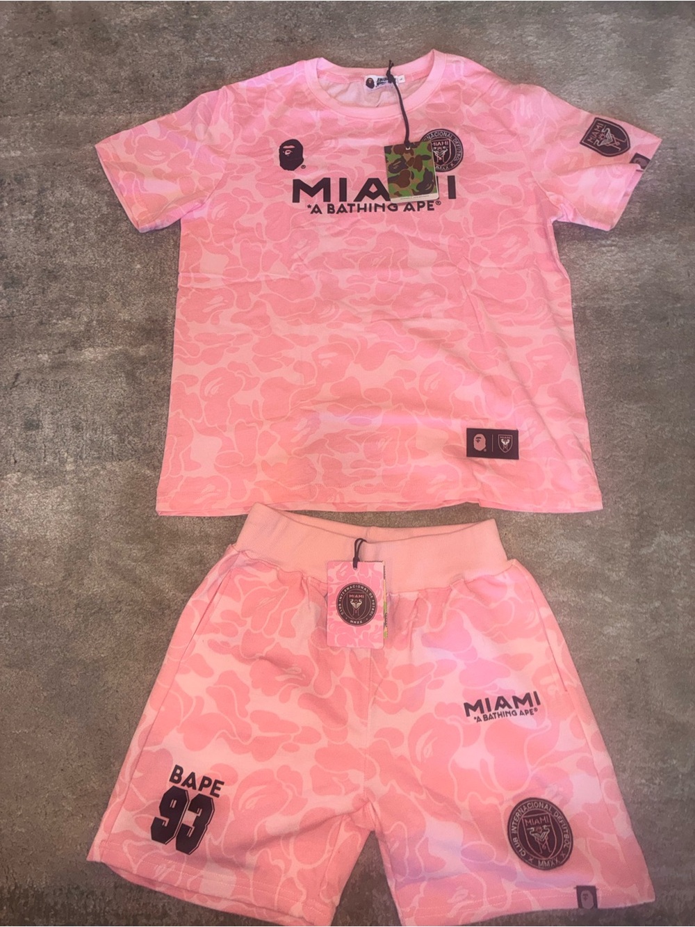 BAPE x Inter Miami CF Pink Camo Jersey T-Shirt & Shorts Set NWT